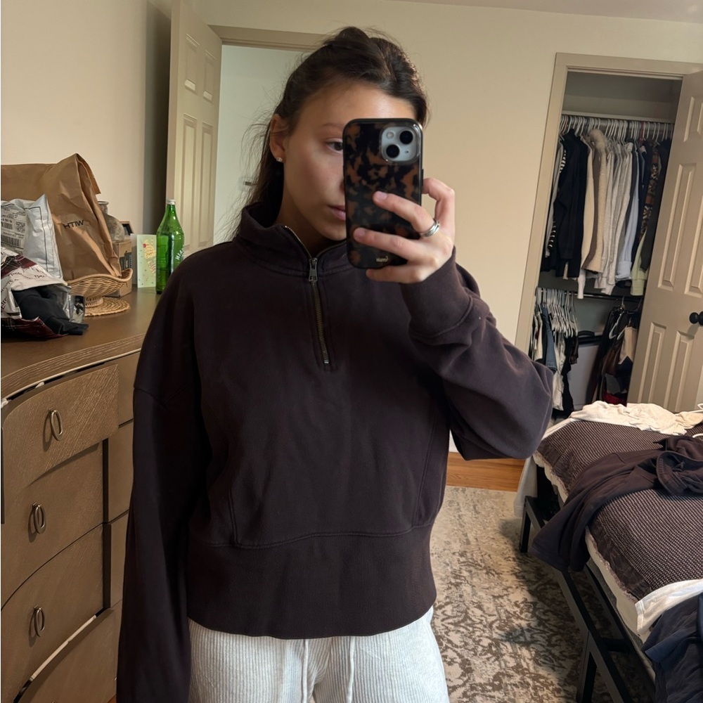 Universal Thread Women's Brown Half-Zip Sweatshirt